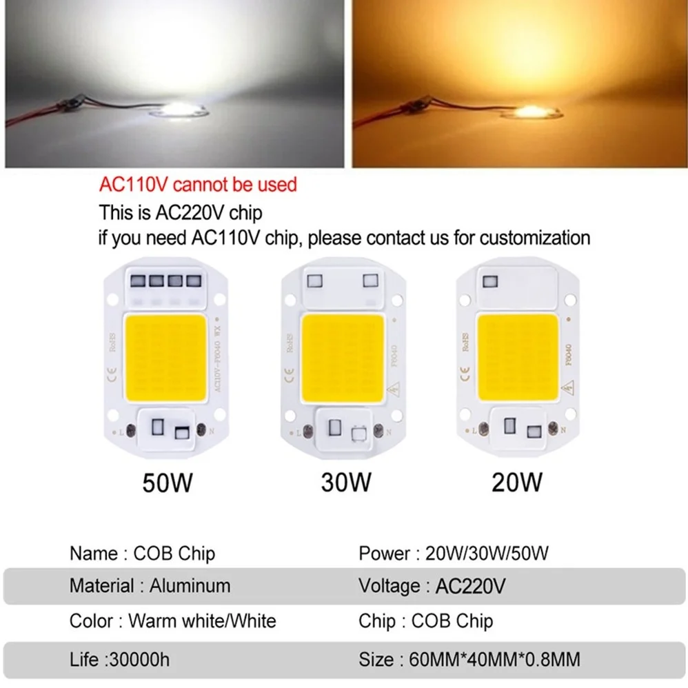 Cob чип 10w 20w 30w 50w 220v светодиодный - Фотография_3