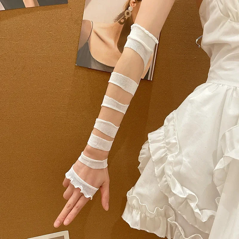 Женские бандажные перчатки без пальцев в стиле ретро jk lolita - Фотография_4
