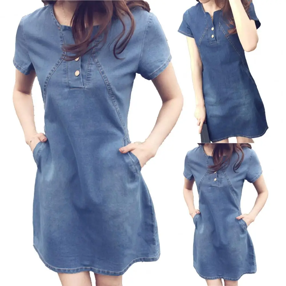 Женское джинсовое платье средней длины - Фотография_5