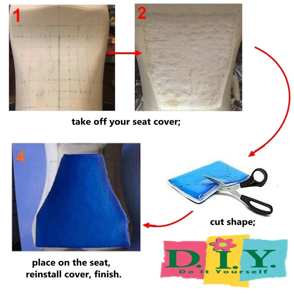 Синяя мотоциклетная универсальная гелевая подушка для сиденья - Фотография_4