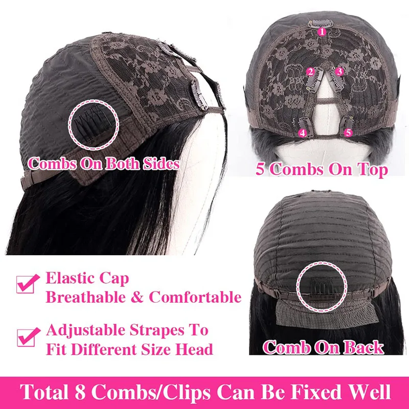 Kinky curly u v part wig human - Фотография_6