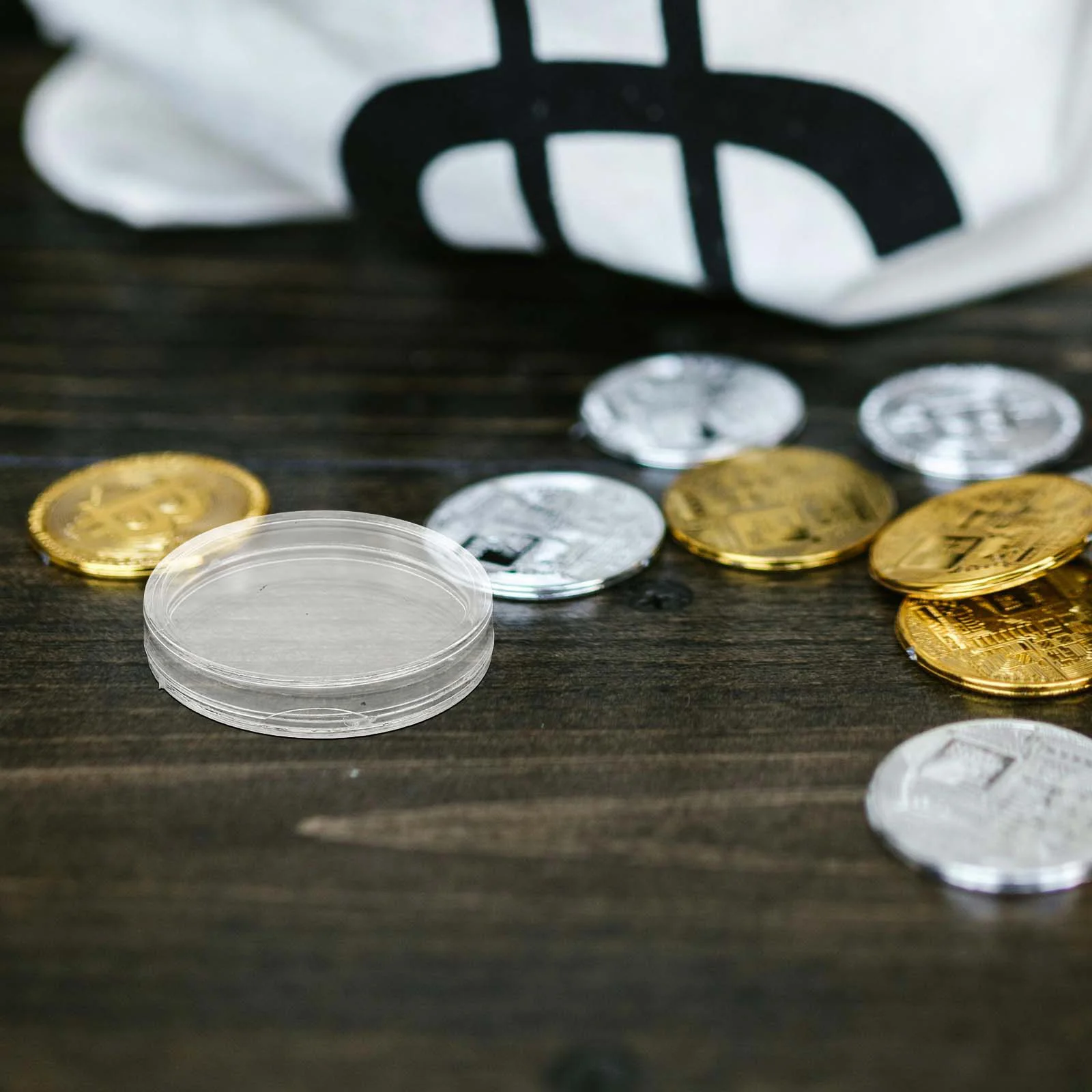 28 мм коробка для монет прозрачный круглый маленький размер для рекламы - Фотография_2