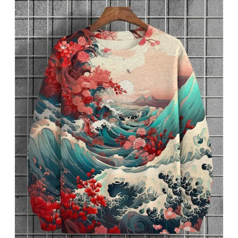 Мужская толстовка с волнистым принтом ukiyoe
