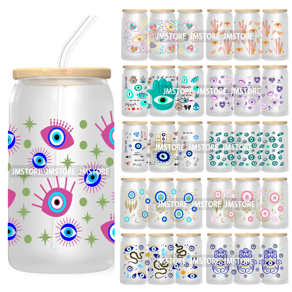Blue evil eye 16oz uv dtf cup wrap