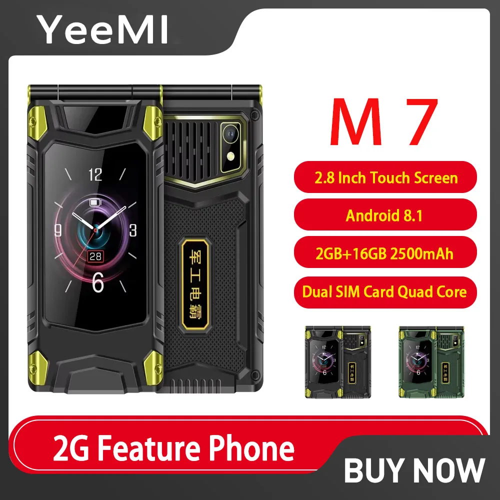 Yeemi m7 2g функциональный телефон для пожилых людей с двумя sim-картами
