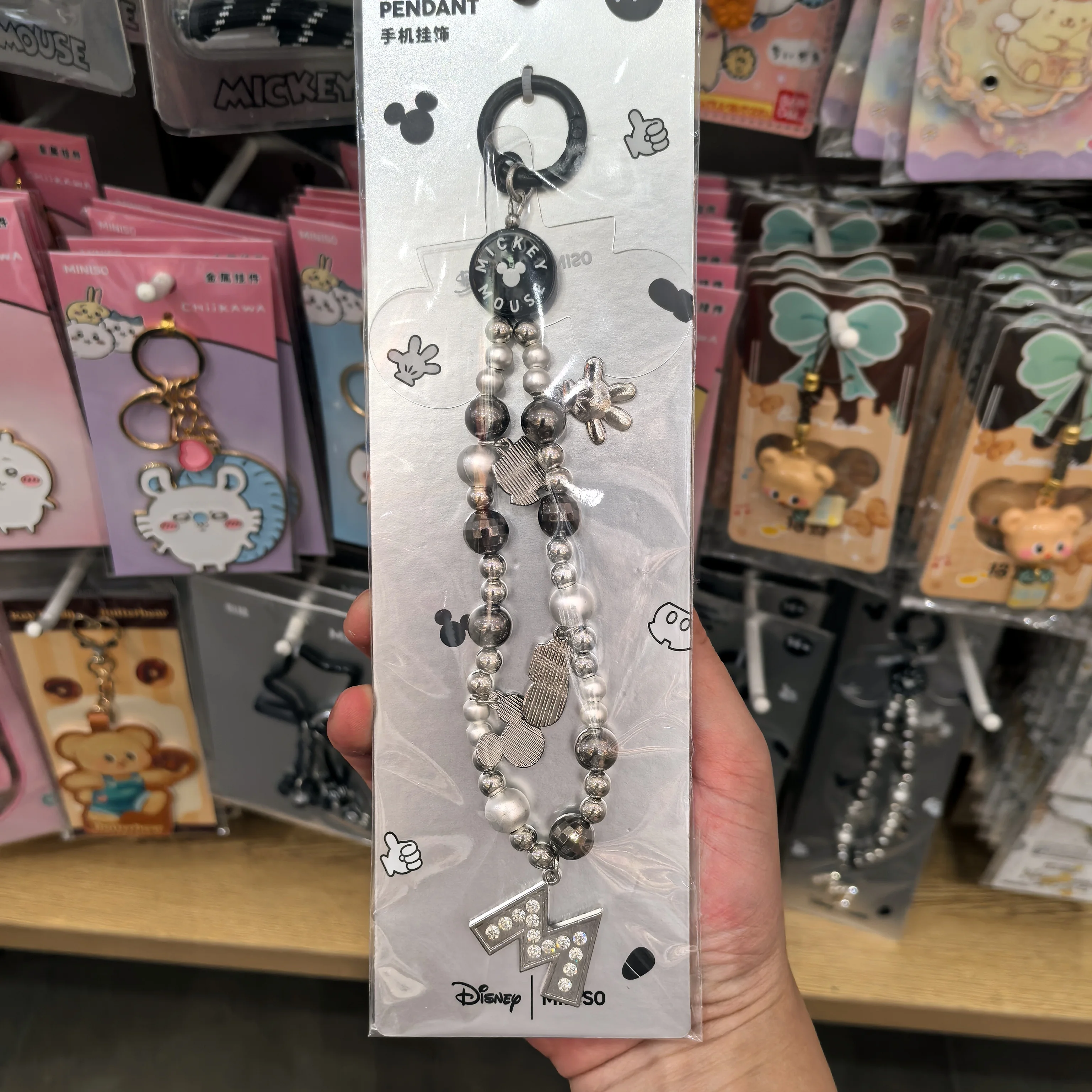 Дисней микки маус ретро серебряный ремешок для телефона с бисером - Фотография_3