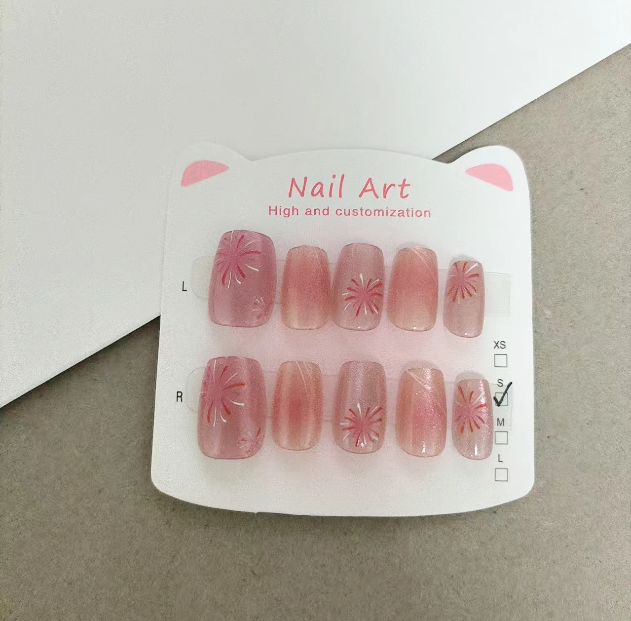 Полноразмерные накладные ногти ручной работы «кошачий глаз» для девочек - Фотография_4