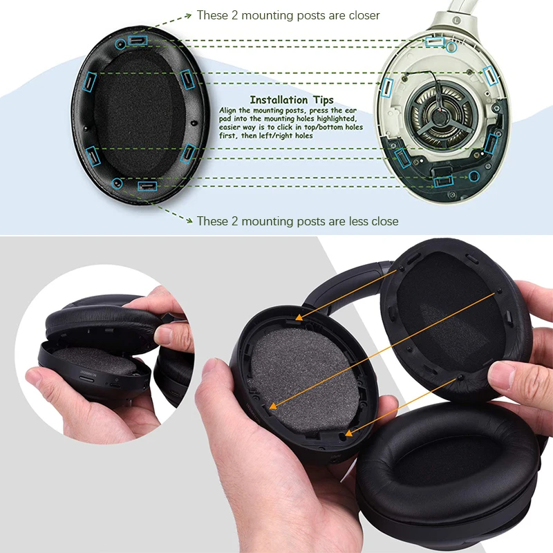 Сменные амбушюры kutou для sony wh-1000xm3 1000xm3 wh1000xm3 - Фотография_4
