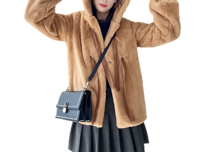 Женское плюшевое пальто из искусственного - Фотография_5