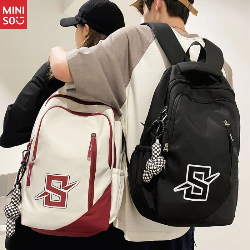 Эстетический рюкзак miniso instagram |   школьная сумка color block - Фотография_3