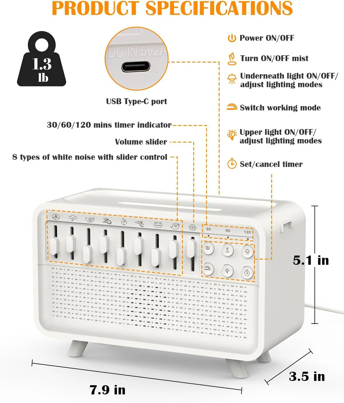 Машина с белым шумом bluetooth с аромадиффузором - Фотография_2