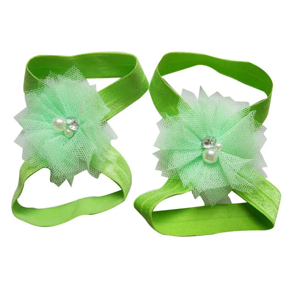 10 пар детских сандалий босиком с цветочным узором из шифоновой ткани - Фотография_3