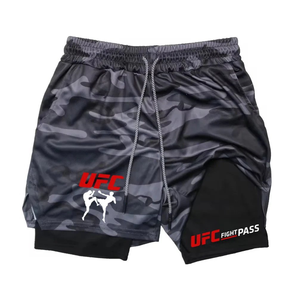 Мужские спортивные шорты 2-в-1 с логотипом ufc - Фотография_5