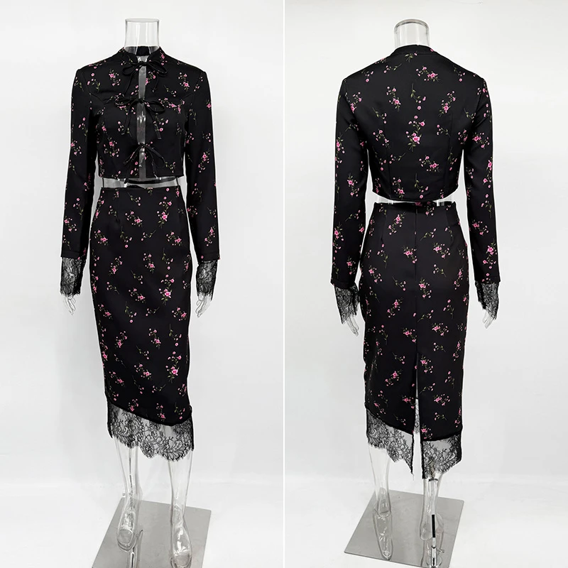 Tornova кружевной топ с цветочным принтом и юбкой - Фотография_6