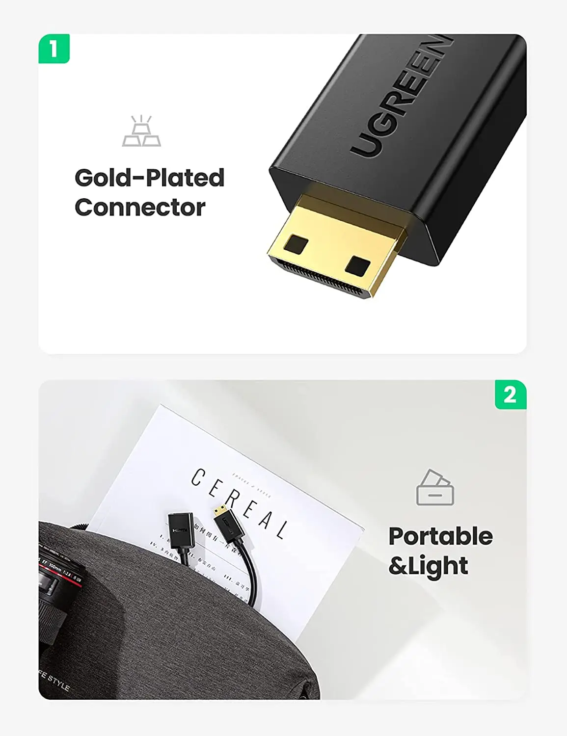 Ugreen mini hd-mi-адаптер mini hd-mi «папа» на hd-mi «мама» кабель 4k - Фотография_6