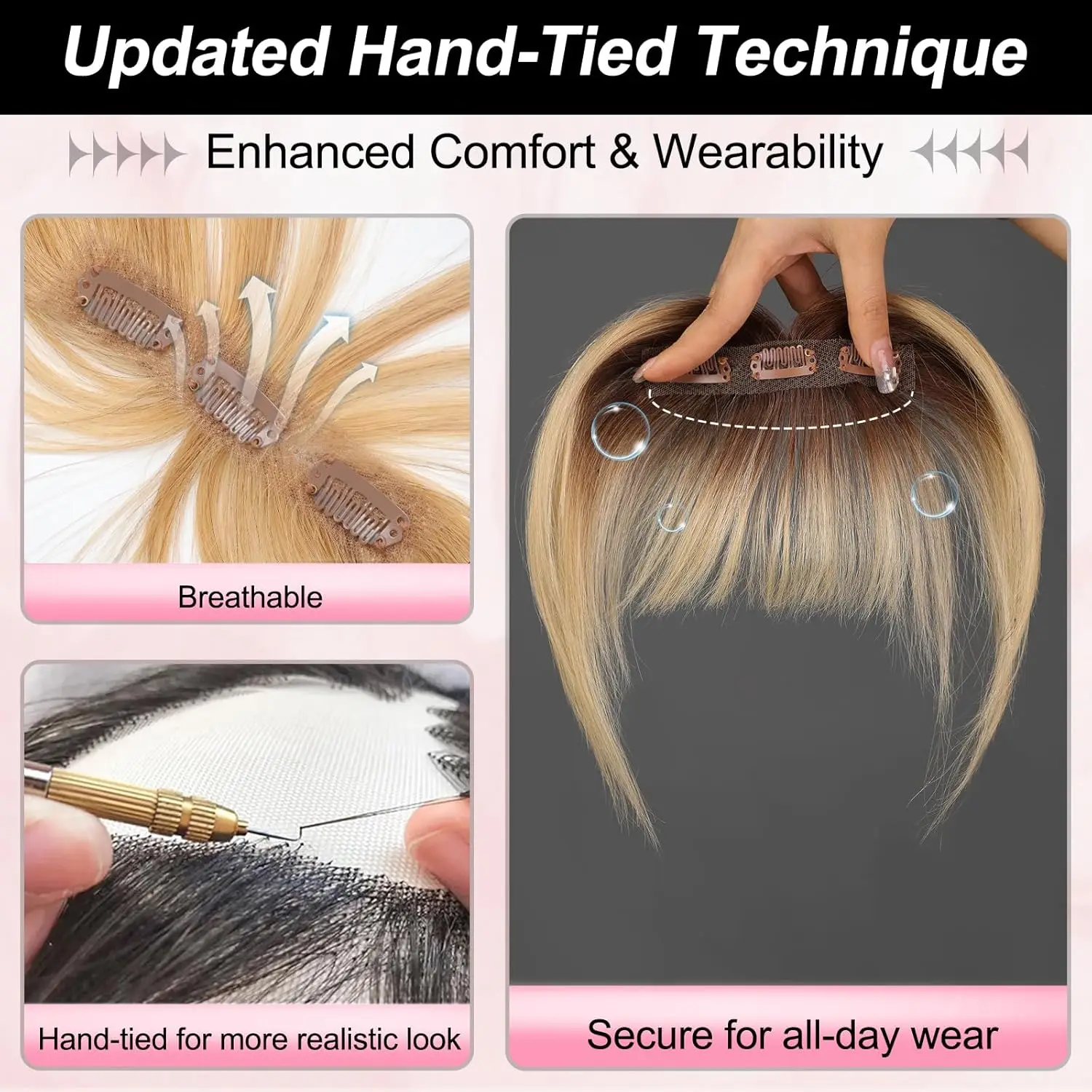 Ombre brown to blonde clip in bangs - Фотография_4