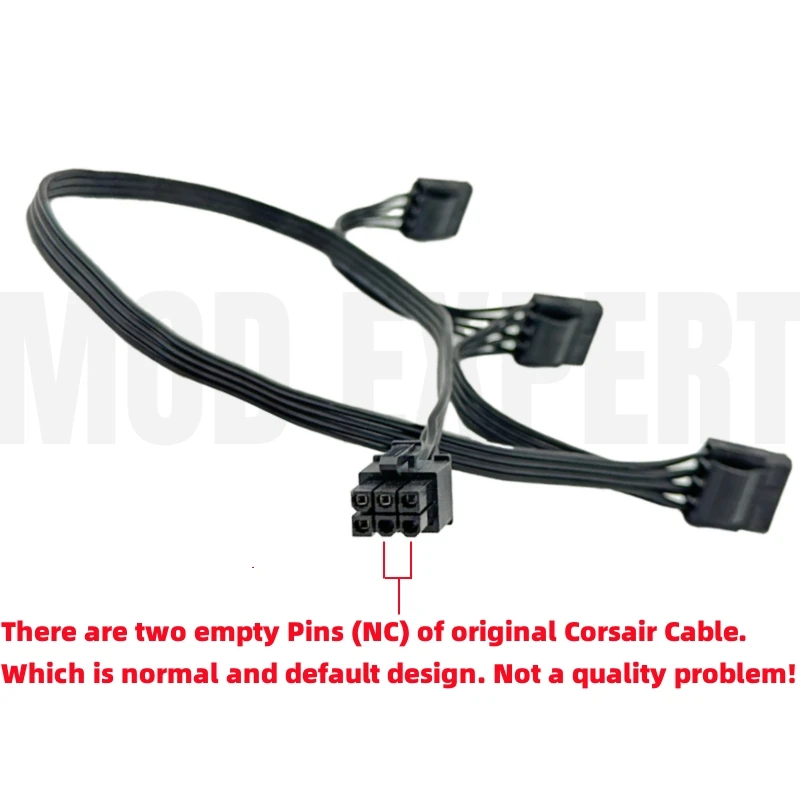 6-контактный на 3-контактный 4-контактный прямой кабель питания molex - Фотография_5
