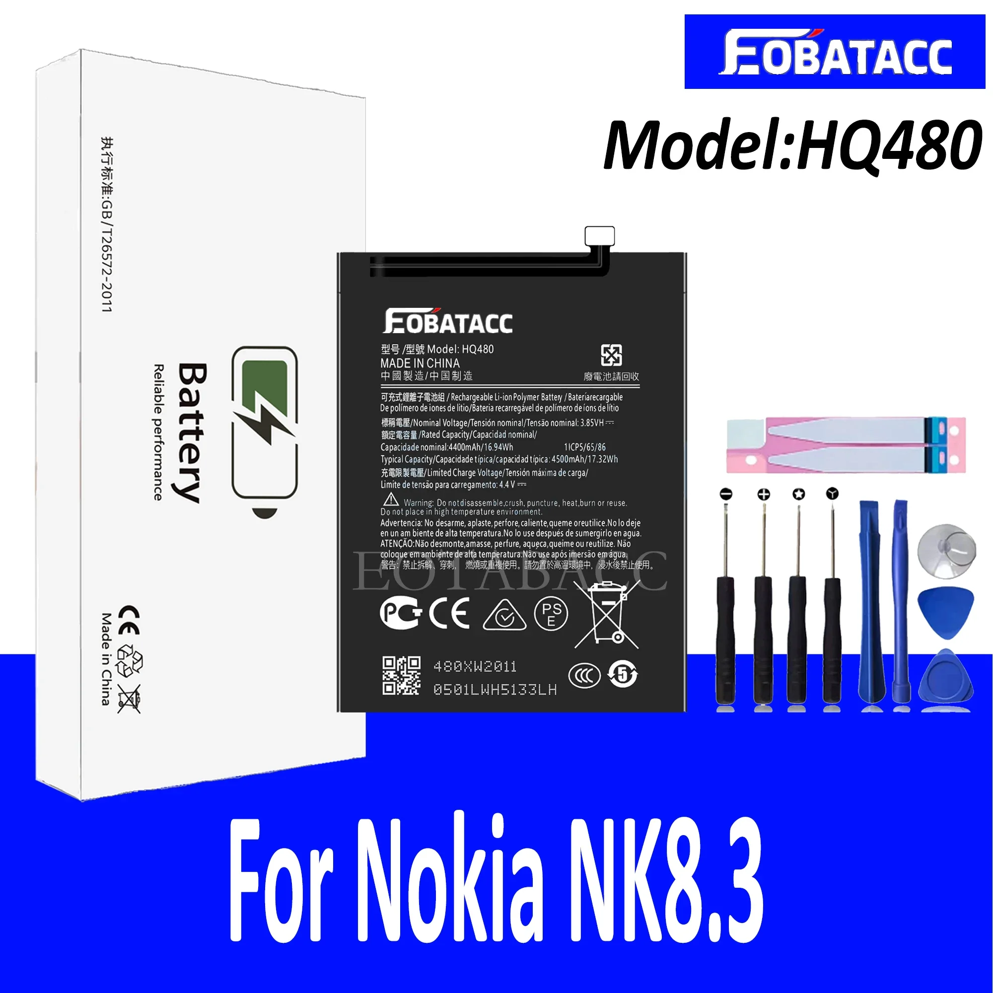 Eotabacc 100% new original battery hq480 for nokia8