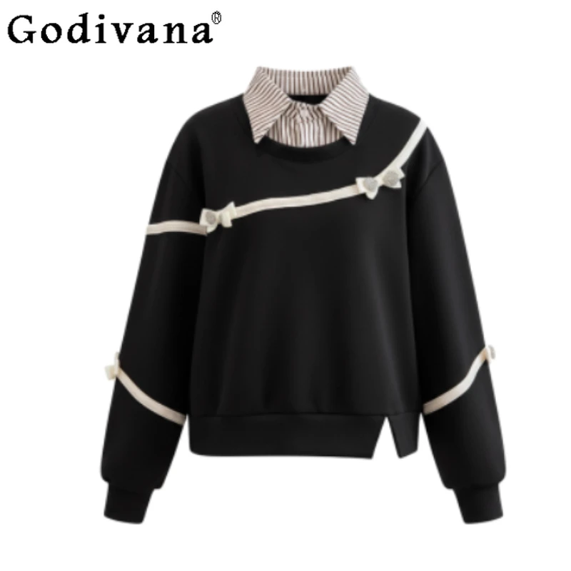 Женский осенне-зимний свитер большого размера с милым бантом