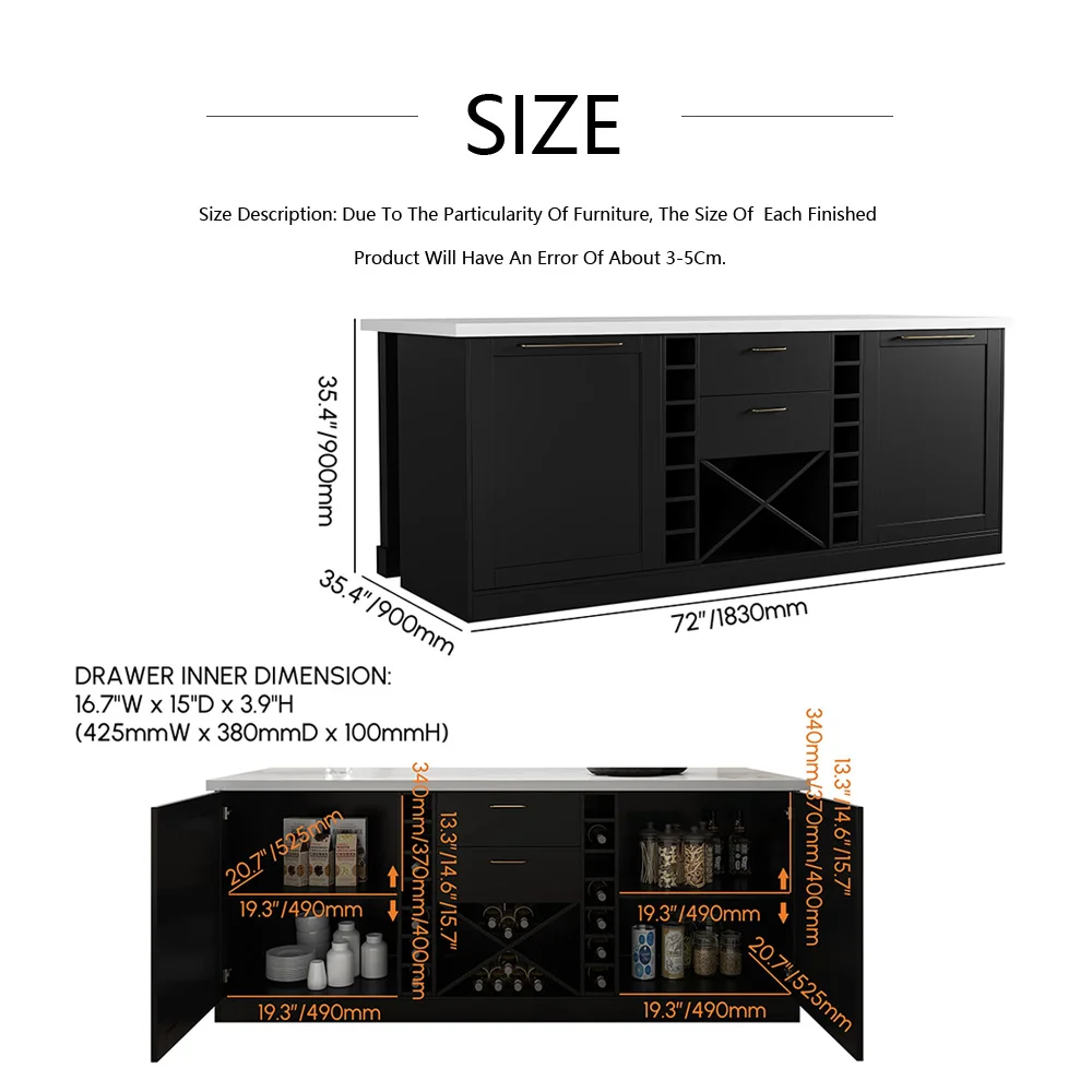 Современный многофункциональный кухонный островной шкаф для хранения вина - Фотография_3