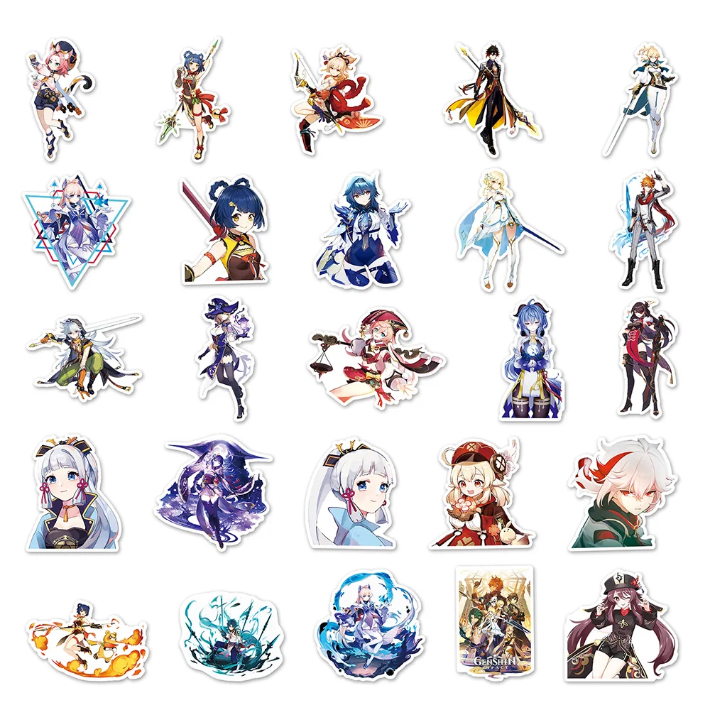 Ударопрочные наклейки геншин мультяшное украшение - Фотография_3