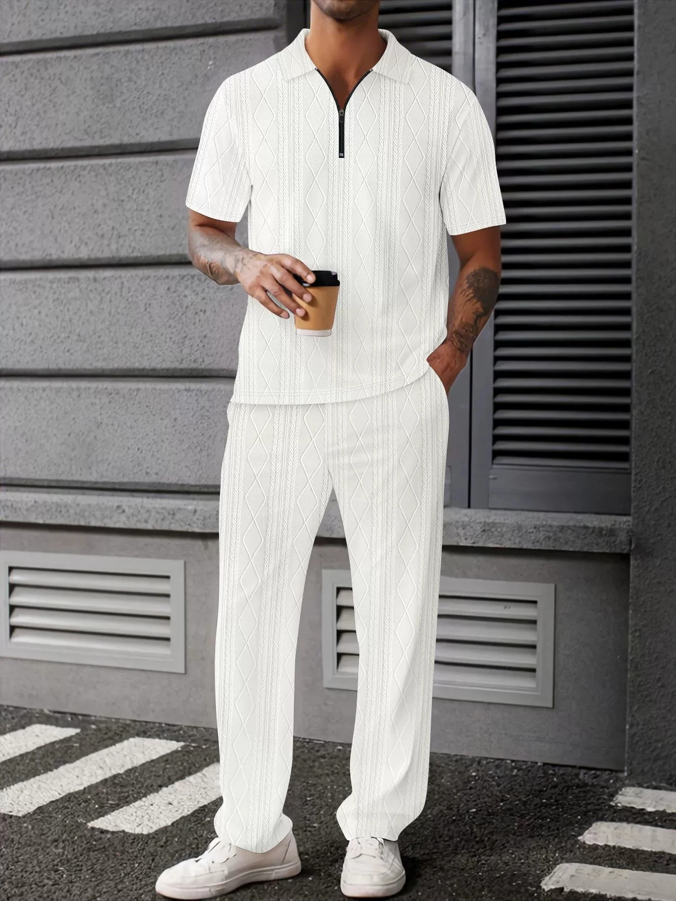 Lilbetter жаккардовая текстурированная трикотажная рубашка-поло - Фотография_5