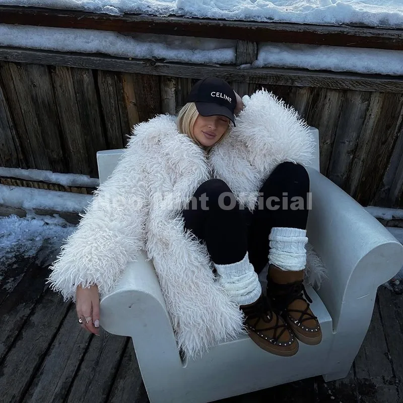 Г., трендовая бордовая куртка из искусственного монгольского овечьего меха - Фотография_4