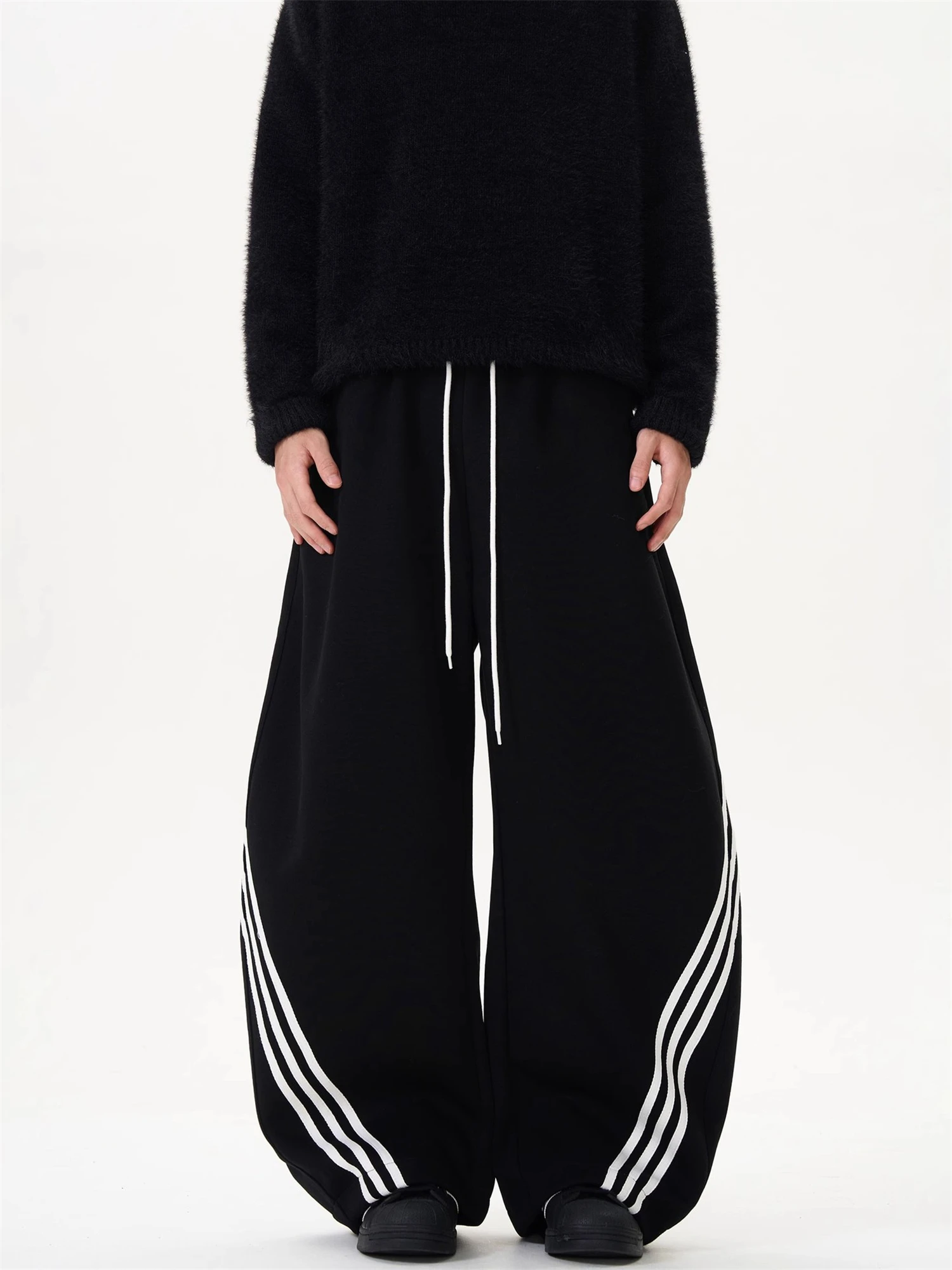 Y2k женские широкие спортивные штаны большого размера с боковыми полосками - Фотография_5