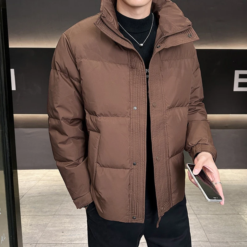 Высококачественные мужские куртки на утином пуху с воротником-стойкой - Фотография_3