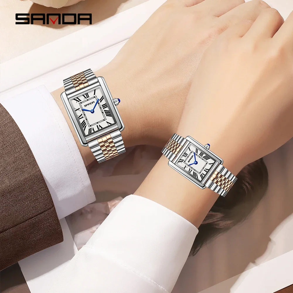 Модные квадратные женские кварцевые часы sanda - Фотография_3