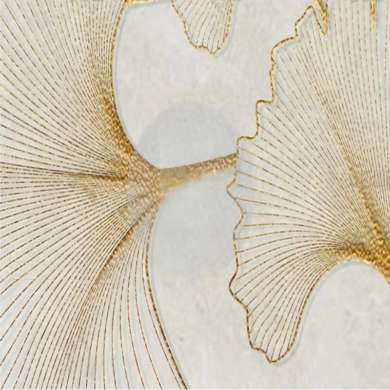 Современные и простые рельефные обои с листьями гинкго для телевизора - Фотография_4