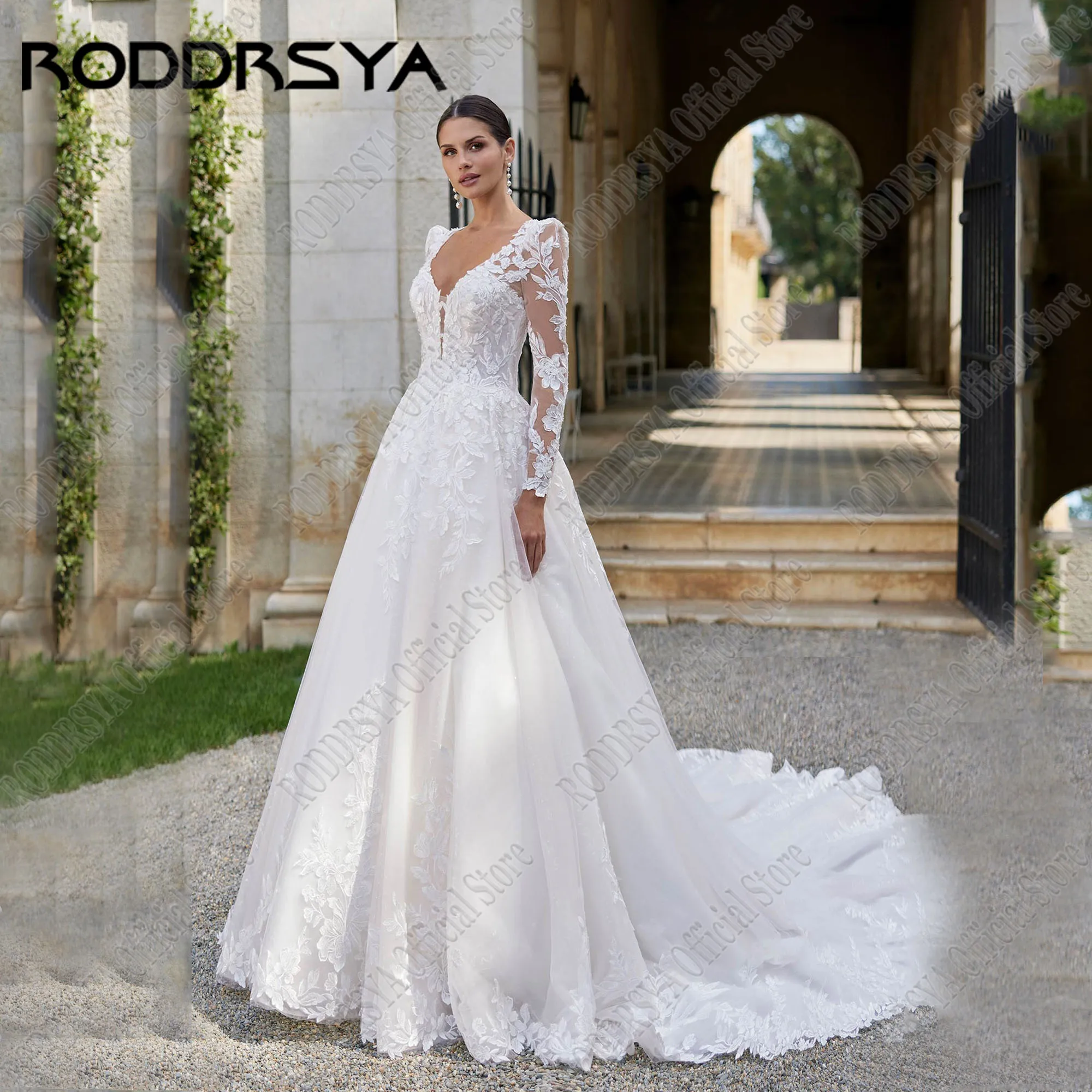 Roddrsya a-силуэт кружевное свадебное