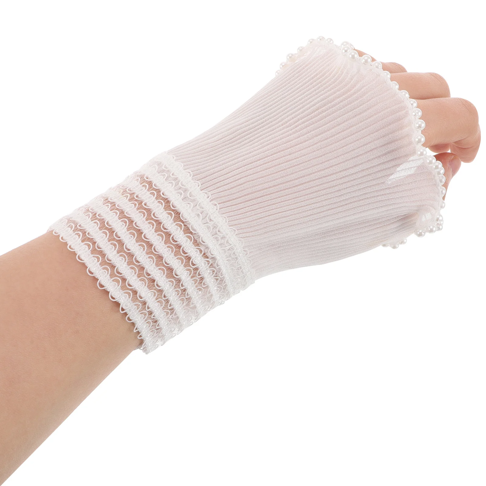 1 пара съемных кружевных манжет с рюшами и искусственными рукавами - Фотография_2