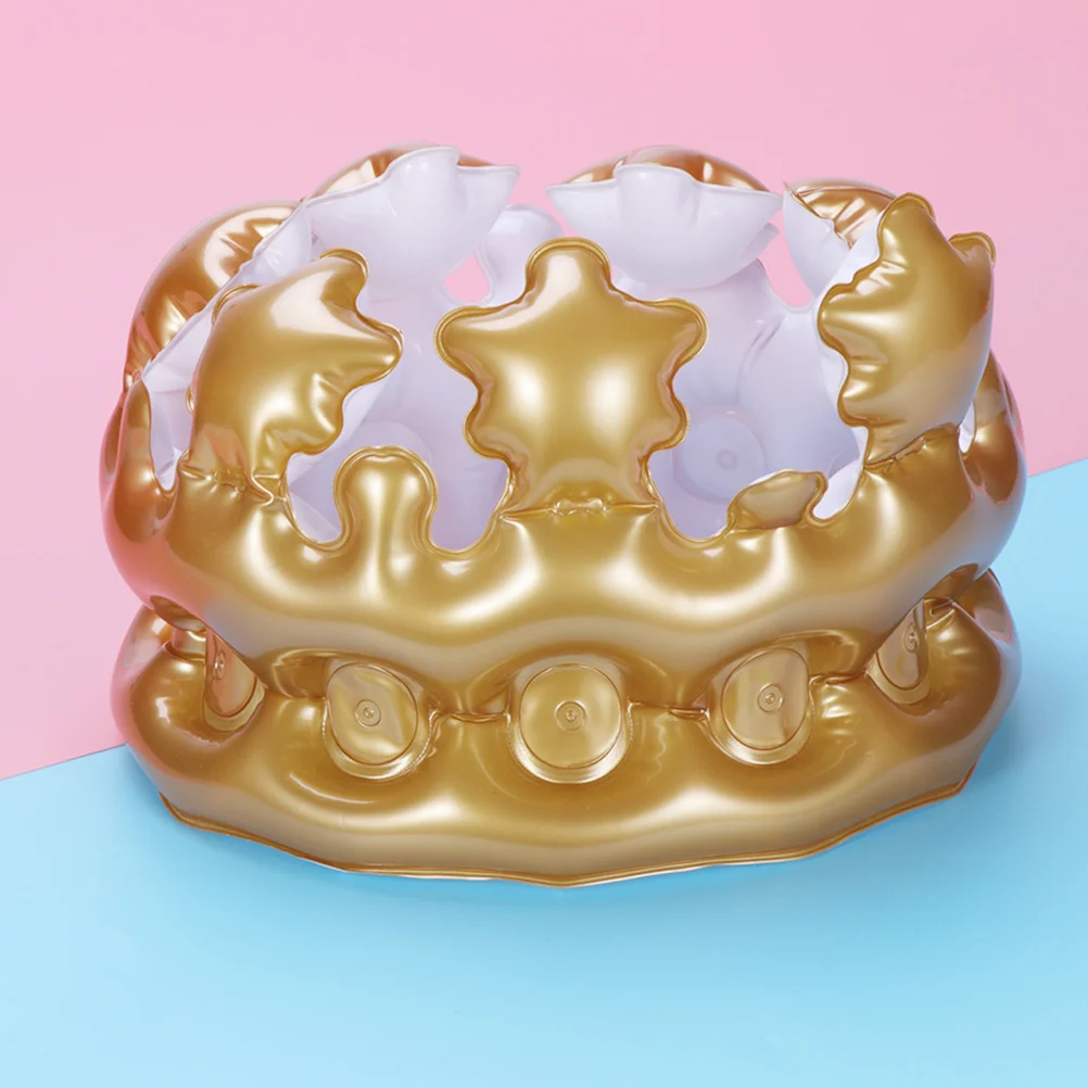 Надувная корона для украшения вечеринки золотого цвета диаметром 20 см - Фотография_5