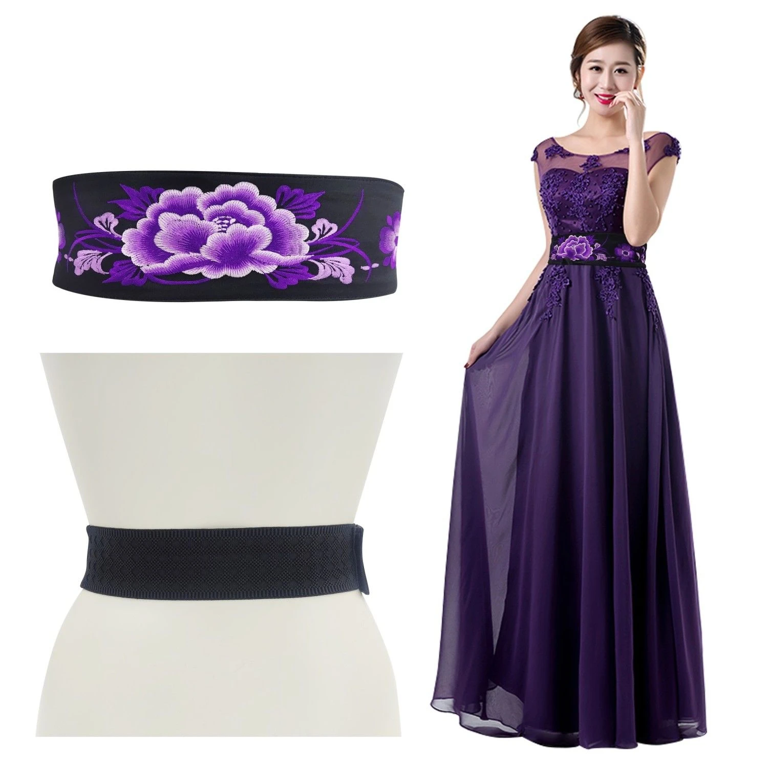 Пояс в китайском стиле с ручной вышивкой