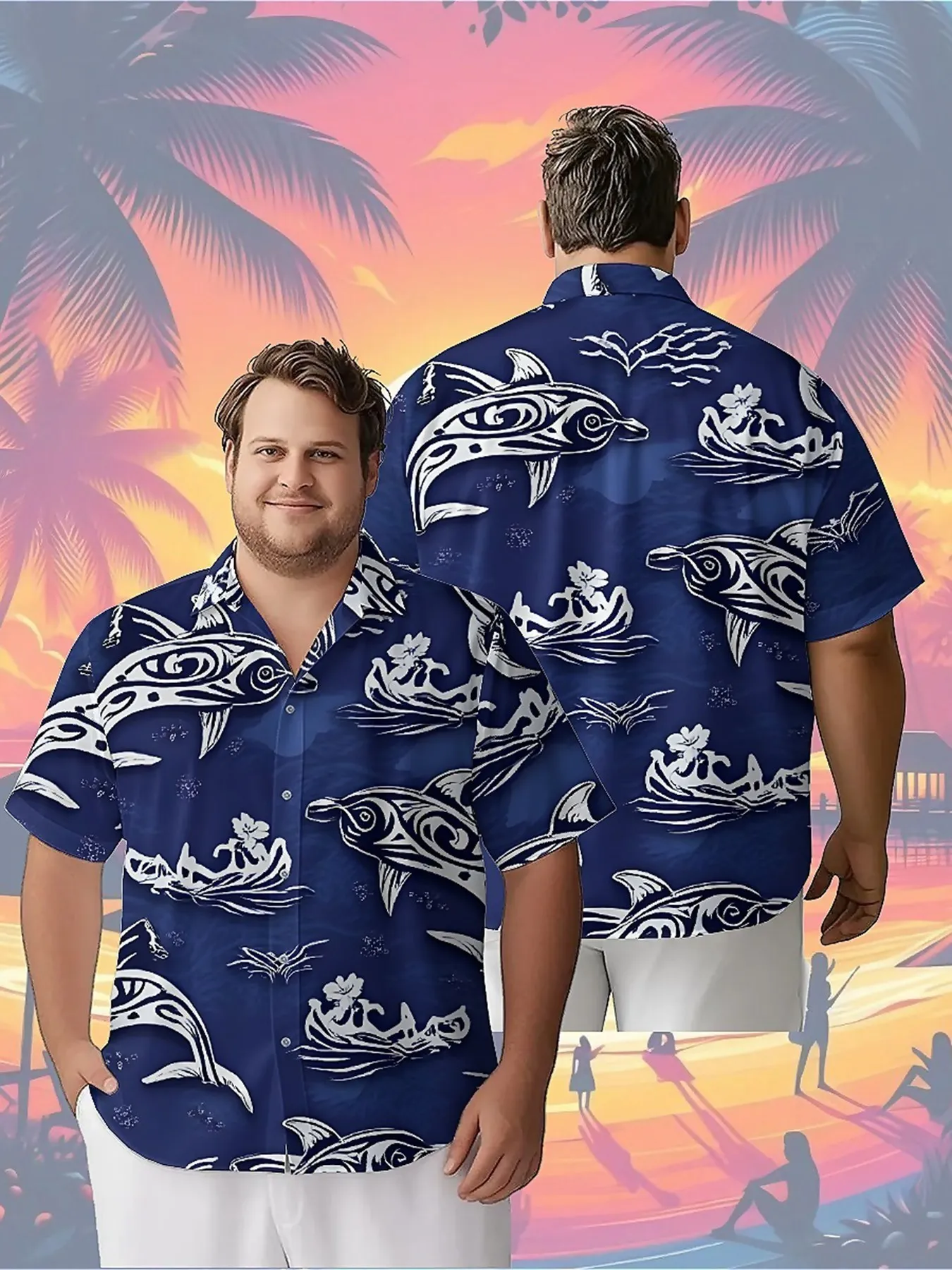 Мужские гавайские рубашки больших размеров с рисунком океанского эльфа