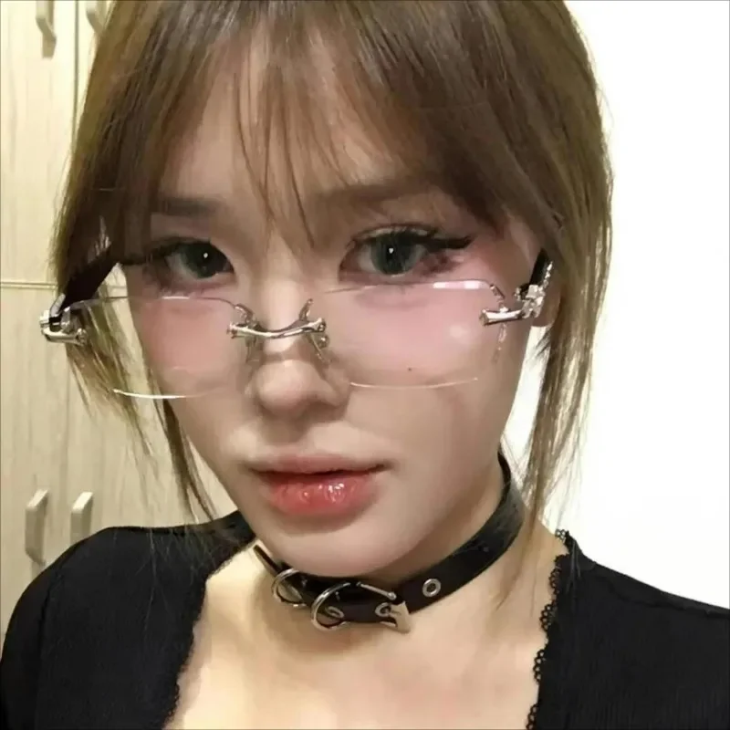 Женские очки y2k в квадратной оправе в стиле ретро для девочек - Фотография_2