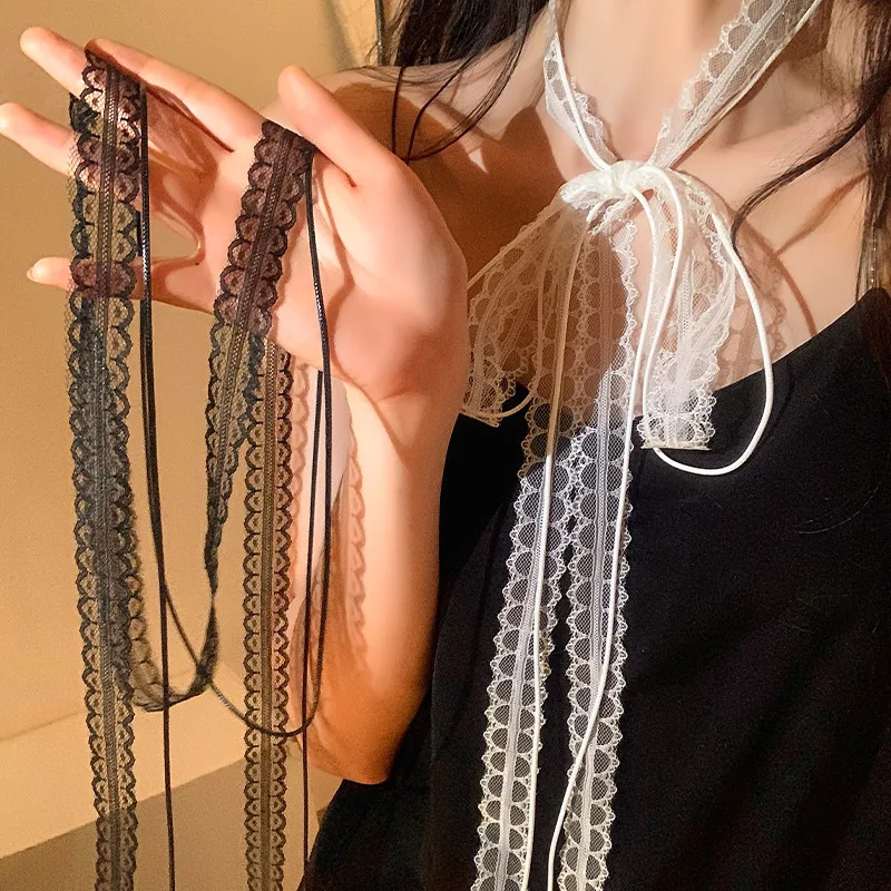 Корейский модный милый кружевной шарф с бантом