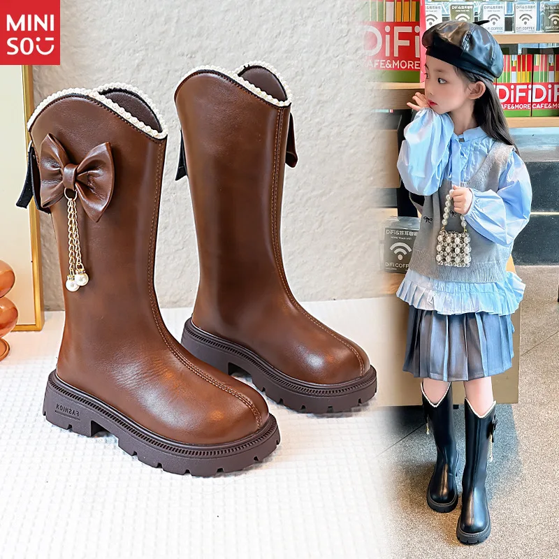 Плюшевые высокие сапоги для девочек miniso 2025