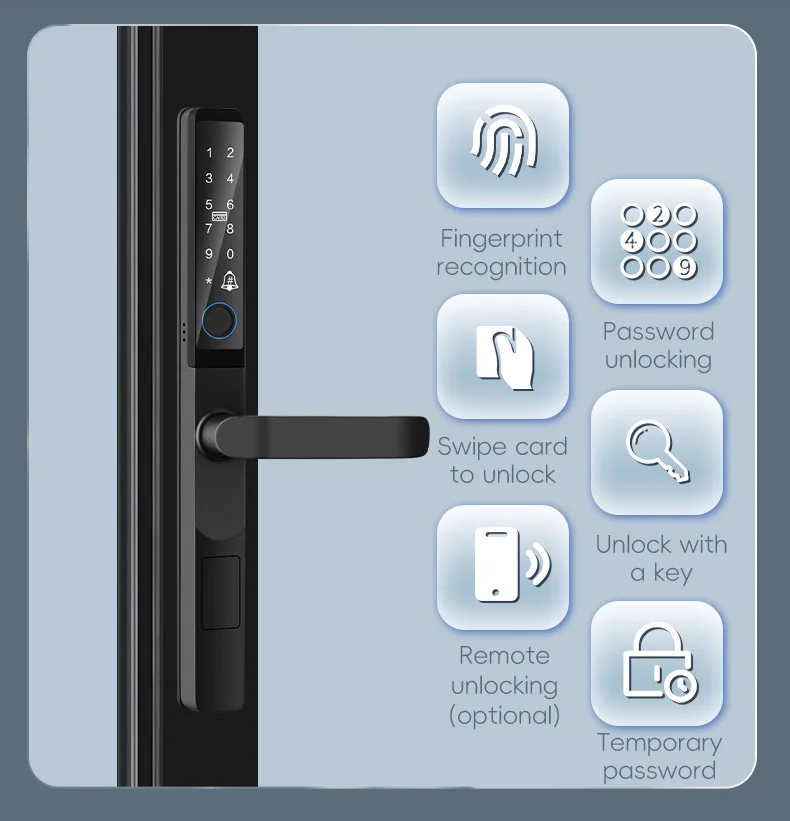 Тонкий умный алюминиевый дверной замок - Фотография_5