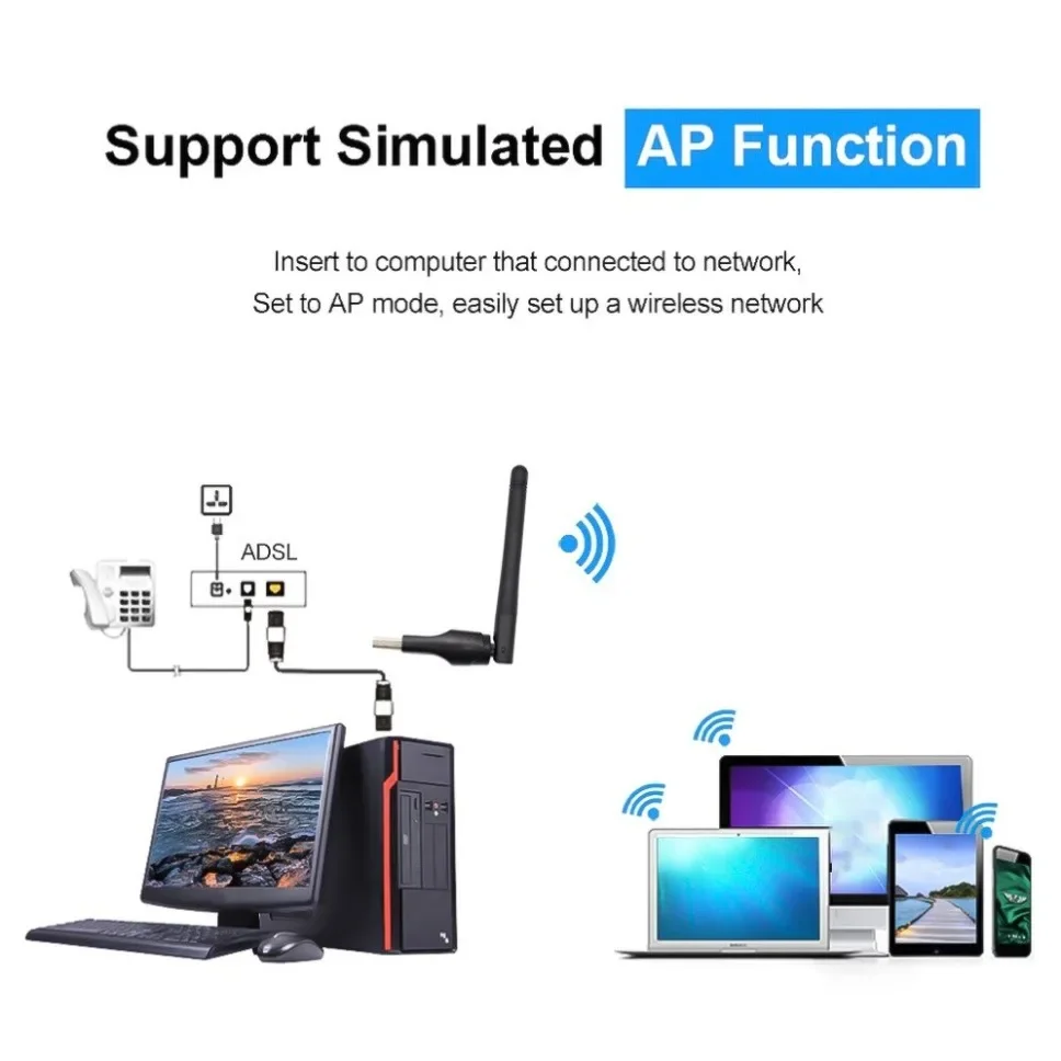 Mt7601 беспроводной wi-fi адаптер 150 мбит/с usb 2 - Фотография_3