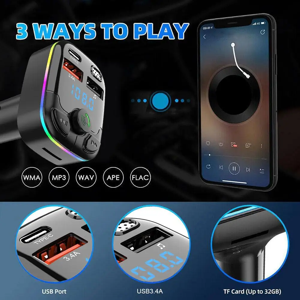Bluetooth 5.0 автомобильный fm-передатчик - Фотография_4