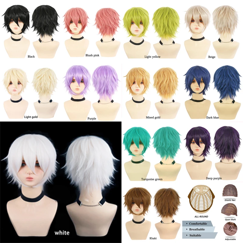 12-дюймовые синтетические волосы унисекс для косплея в стиле аниме