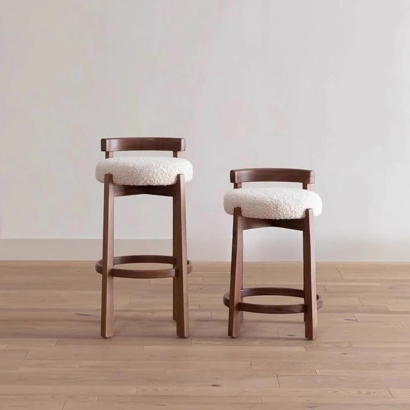 Скандинавский винтажный барный стул - стильный стул для макияжа со спинкой - Фотография_4