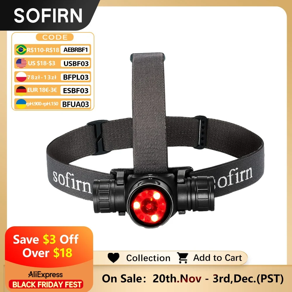 Новая красная фара sofirn hs21 sft40 2000 лм edc 18650