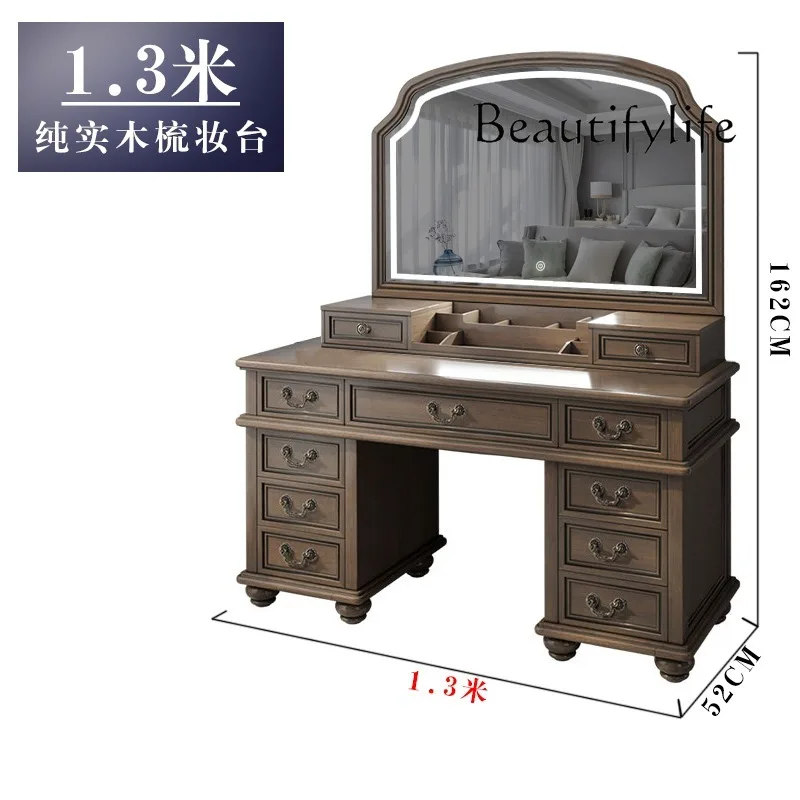 Большое зеркало большой емкости из чистого массива дерева с лампой - Фотография_4