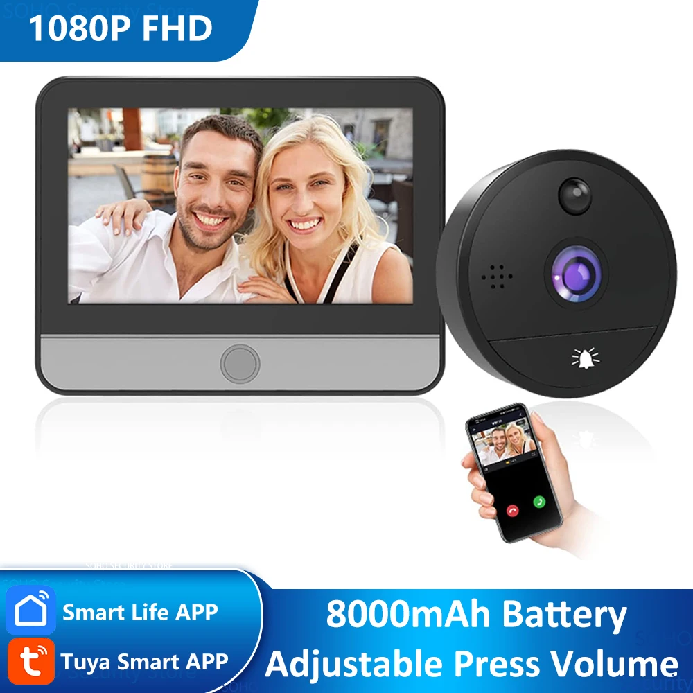 8000 мач с питанием от аккумулятора 1080p tuya smart life home 4