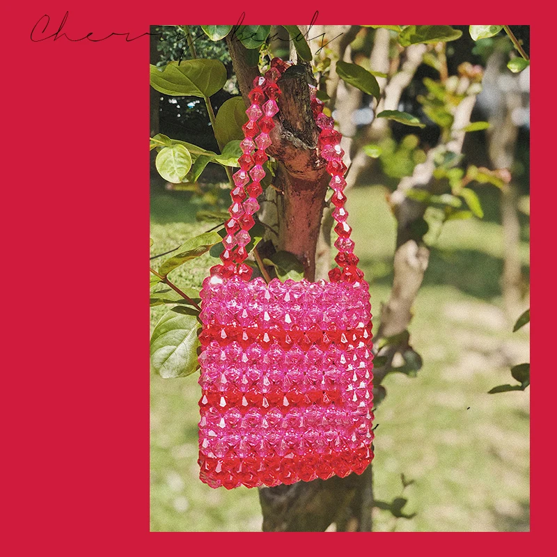 Cherry color transparent bag beautiful