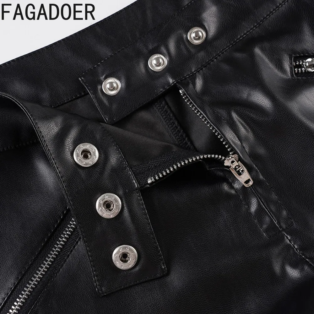 Fagadoer сексуальные кожаные облегающие шорты в стиле панк - Фотография_6