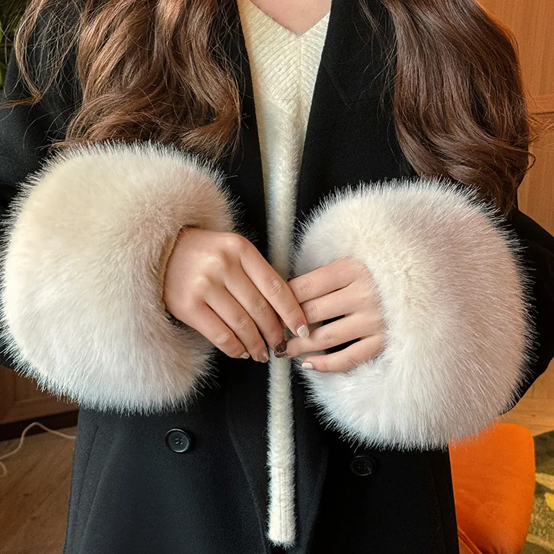 Женские зимние теплые манжеты из искусственного меха - Фотография_6